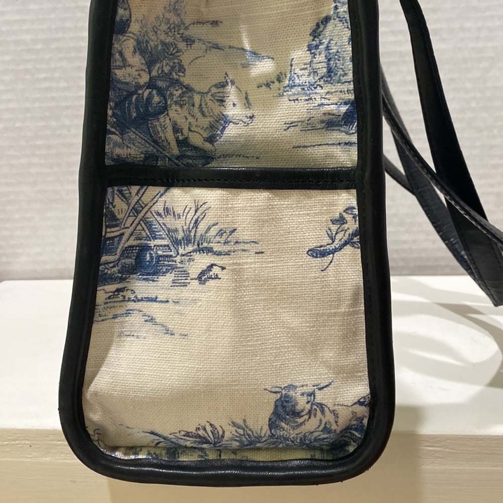 BRIGHTON “Martine” Blue Toile Canvas/ Black Croc Embossed Leather Tote Bag - Picture 10 of 16